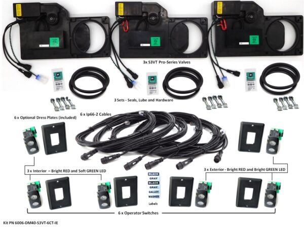 Pro-Series S3VT Drain Master Kit 3 Valves, 6 Operator Switches (3 x Interior, 3 x Exterior)