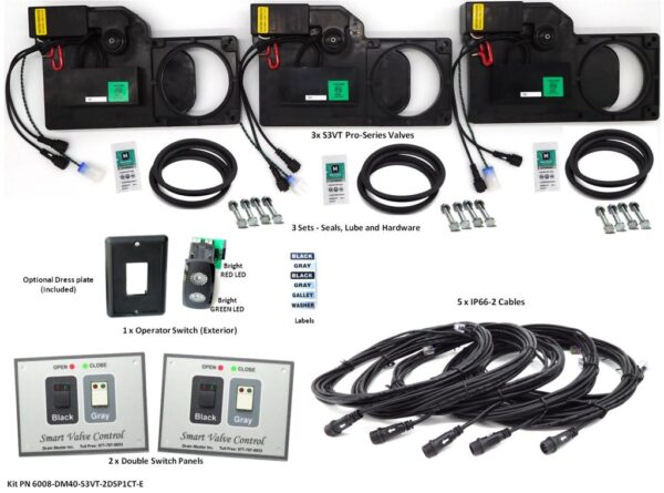 Pro-Series S3VT Drain Master Kit 3 Valves, 2 Double Switch Panels, 1 Operator Switch (Exterior)