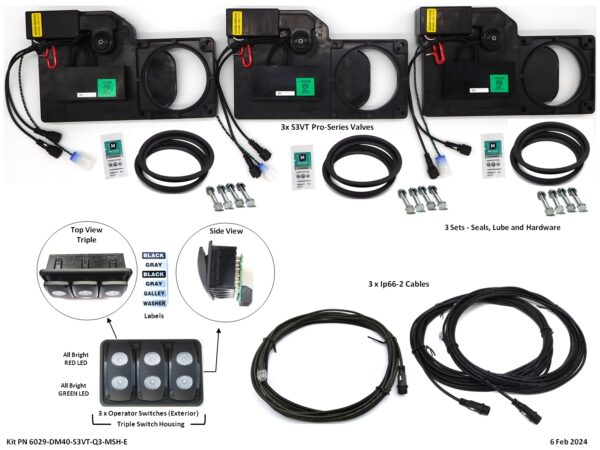 Drain Master Electronic RV Waste Valve Kit for 3 Tanks